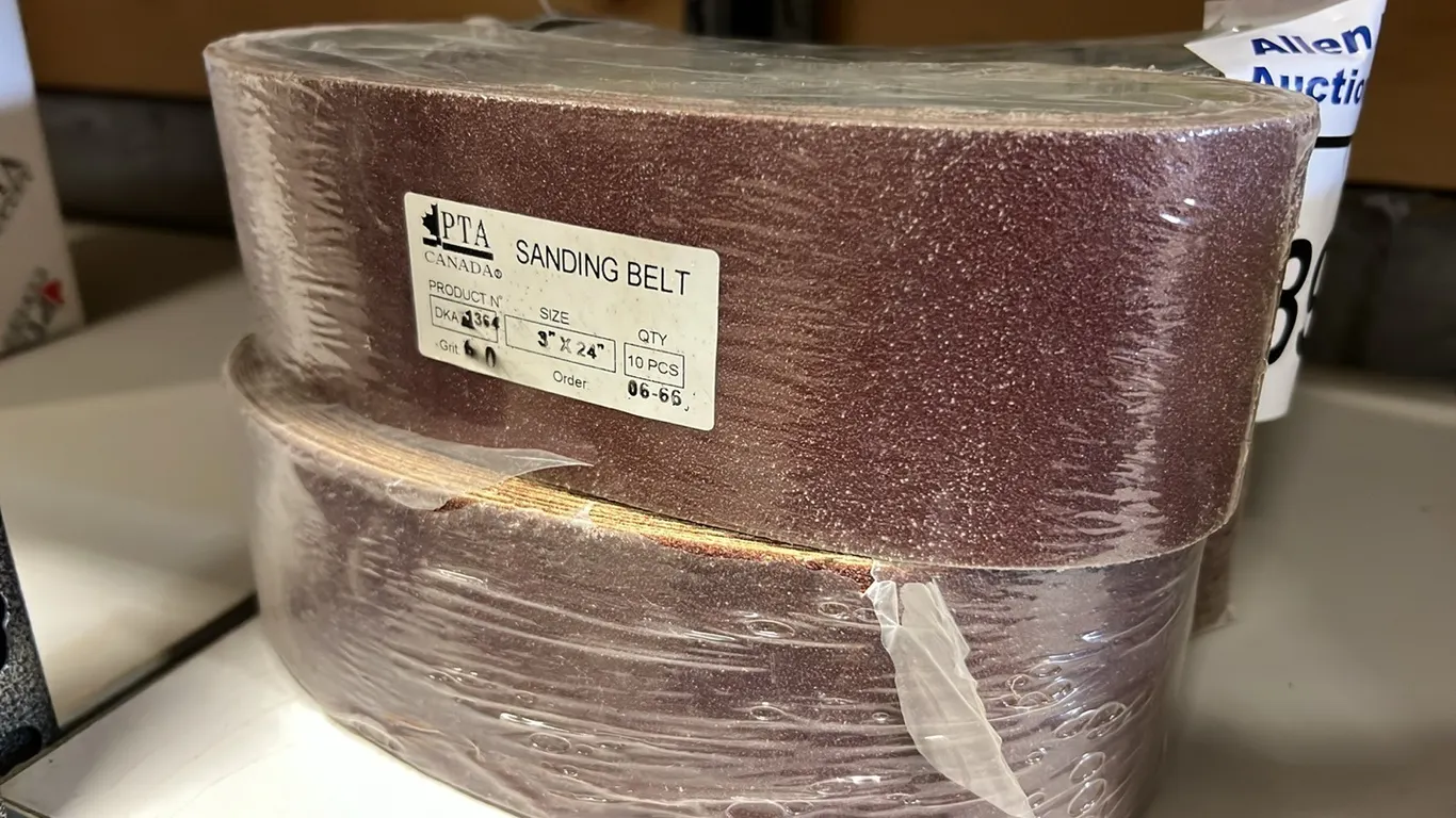 NEW/UNUSED 2 PACKAGES OF 10 60 GRIT SANDER BELTS & 2 PACKAGES OF 5 3"X24" 60 GRIT SANDER BELTS - SOLD PER PACKAGE