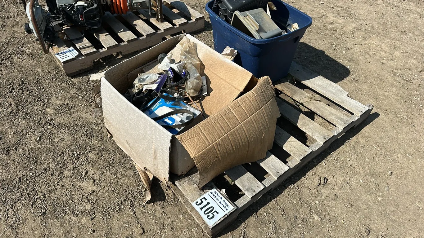 ASST CAT AND CUMMINS BELTS, EMPTY TOTES & PLASTIC BINS