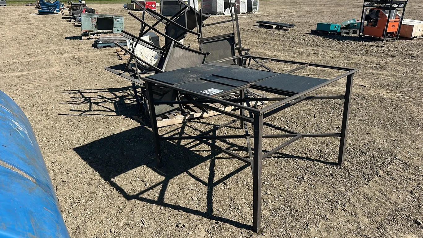 HIGH TOP PATIO TABLE W/ 6 MATCHING CHAIRS