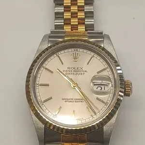 DSS103 - Men's 35mm Rolex Oyster Perpetual Superlative Date Just 18kt/Steel Watch (CJ)
