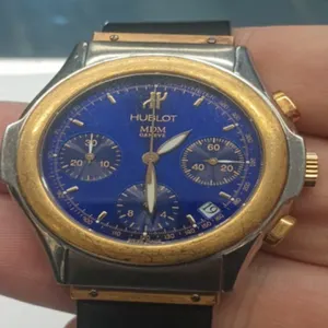DSS118 - Men's 40mm Hublot Geneve Depose Gold/Steel/Black Watch (CJ)