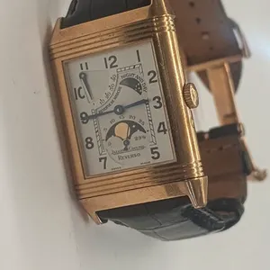 DSS105 - Jaeger Le Coultre Reverso, Sun Moon Day Night Power Reserve, 18k Rose Gold Watch (CJ)