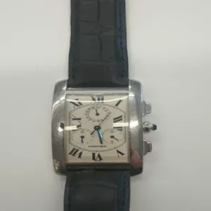 DSS120 - Men's 36x26mm Cartier Tank Americaine, 18kt White Gold Watch (CJ)