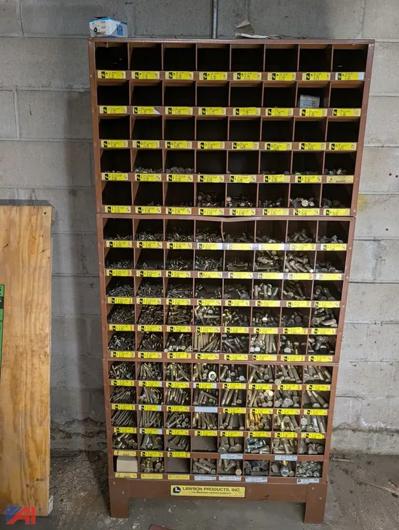 Large Quantity of Bolts and Hardware in Bins, New/Old Stock