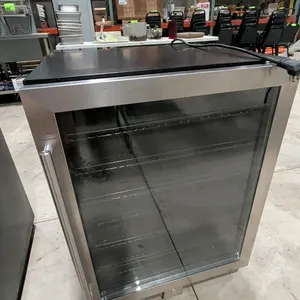 Antarctic Star JC-145B glass door wine and beverage cooler. Features stainless steel trim, glass door, wire shelving, and digital display. S/N: 220500