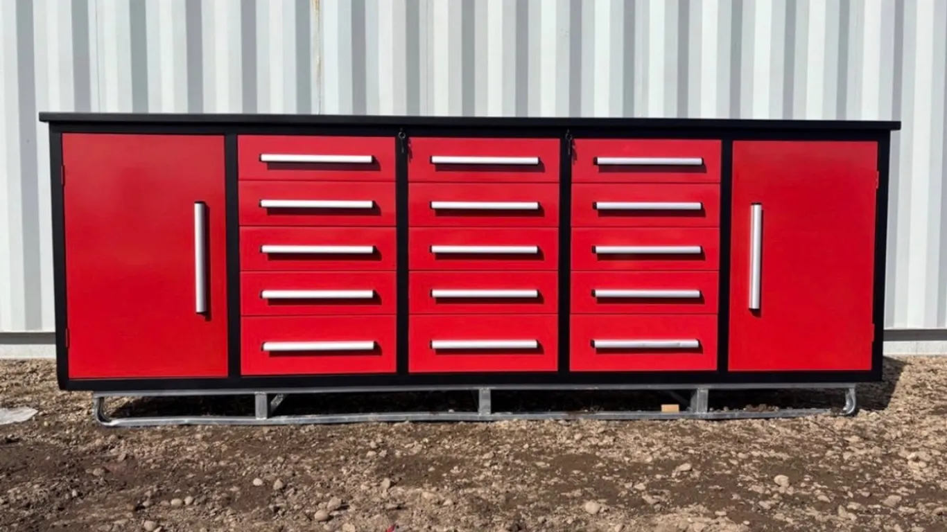 Unused Steelman 10' 15-Drawer Blue Work Bench