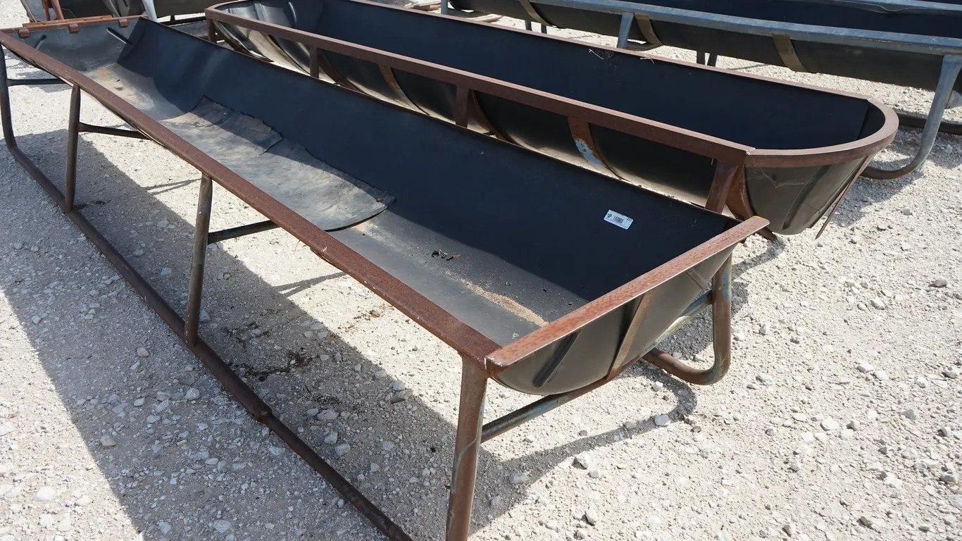 2 - 10' Plastic Bottom Metal Frame Feed Trough