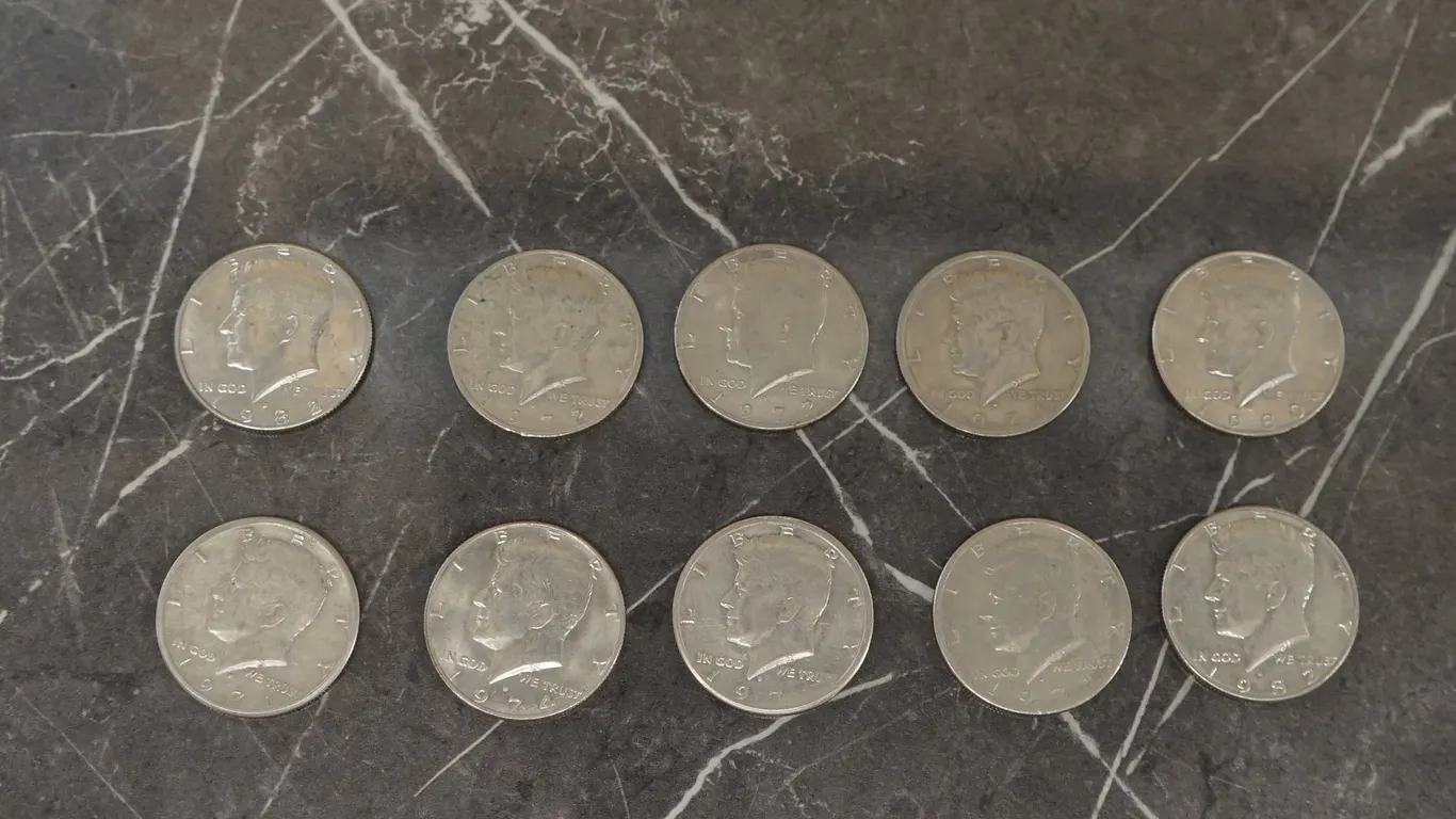 10 United States 'Kennedy' 1/2 Dollar