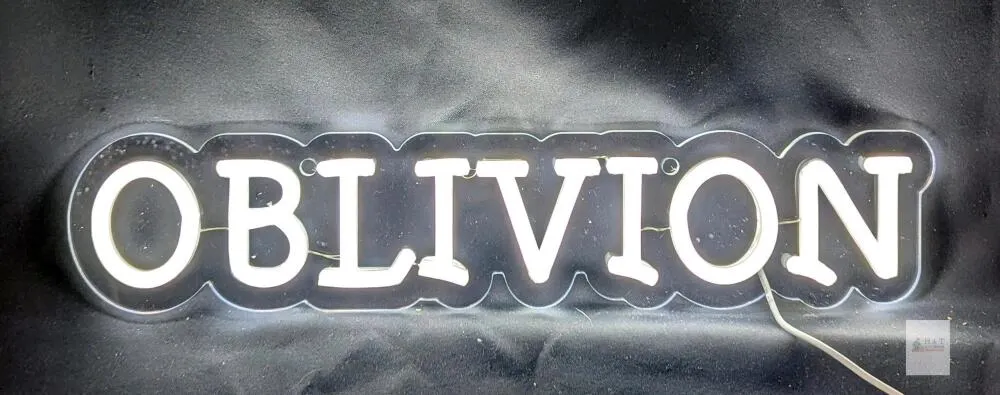 New 16.5" Across OBLIVION LED Neon Sign, USB-Powered, Adjustable Brightness Levels, Includes Chain For Hanging