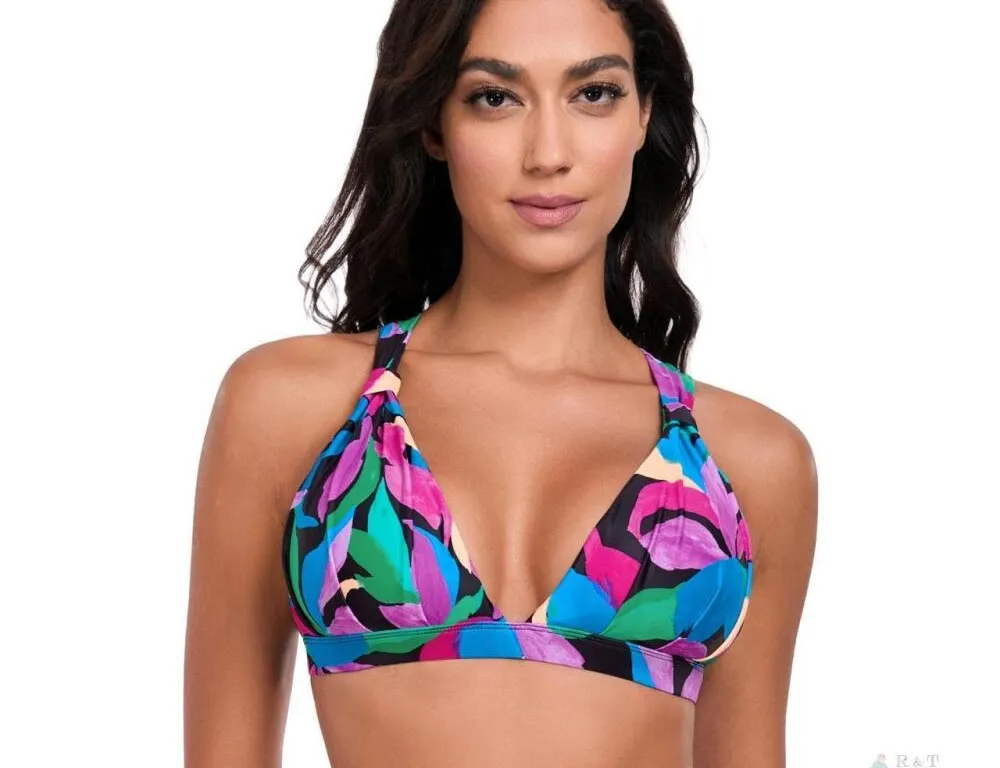 New Size SM Women's Relleciga Colorful Leaves Bikini Swim Top RU3387-448