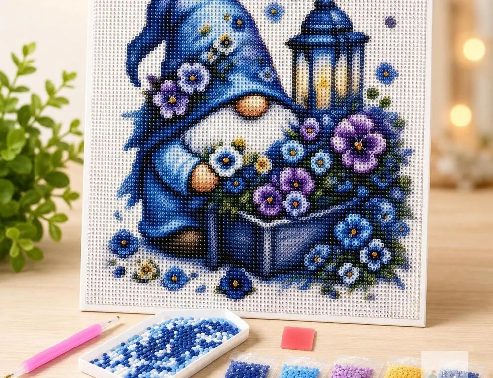 35 x 35 cm Gnome & Floral Diamond Painting Kit