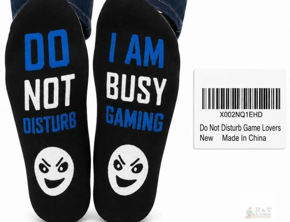 NEW Do Not Disturb / I Am Busy Gaming Novelty Socks, Black/Blue, Game Lover Gift