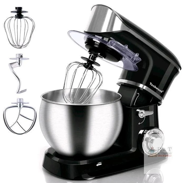 Techwood TWSC-263 Electric Stand Mixer, 6L Stainless Steel Bowl, 400W, 6 Speeds + Pulse