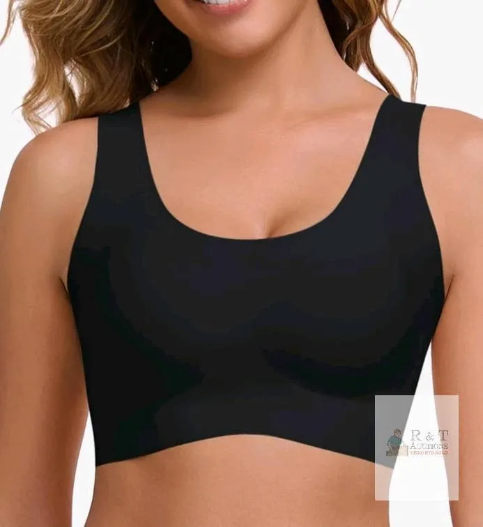 Ubras Seamless Comfort Bra, Black, Size L/XL, Removable Padding, OEKO-TEX Certified