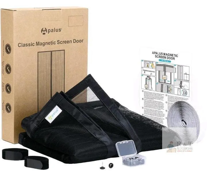 Apalus Classic Magnetic Screen Door, 33” x 83”, Black, Heavy-Duty Mesh, Magnetic Closure