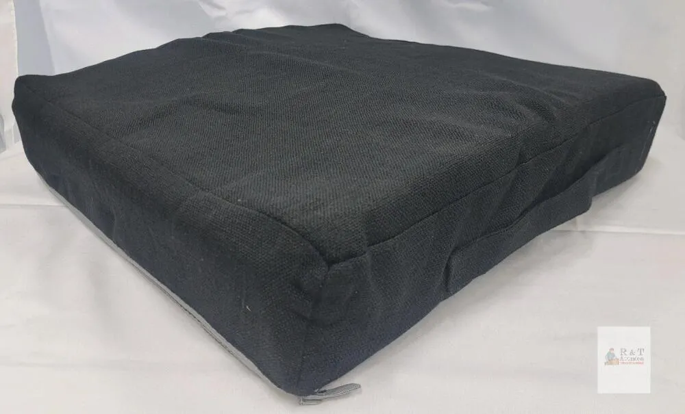 Foam Wheelchair Seat Cushion, Black Stretch Cover, Zippered Non-Slip Base, New - 20"×20"×4 ¼