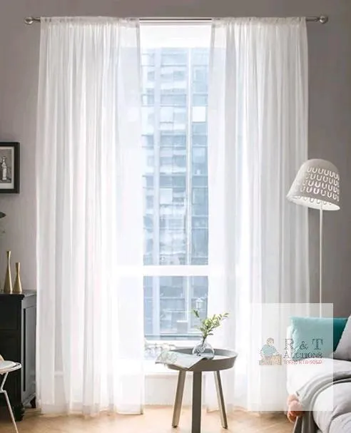 MIULEE Sheer White Curtain Panels 90"x54" Rod Pocket Set of 2, Light Filtering Polyester