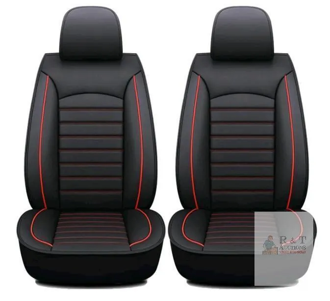 Premium Nappa Leather Front Seat Covers for Ford Explorer 1991–2026, Black with Red Accents