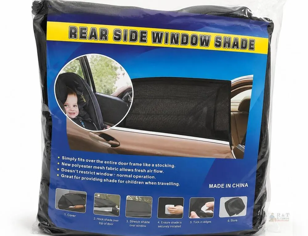 New - 4pc. Large Rear Side Window Shade for Most Cars SUVs, Polyester Mesh, Full-Cover, Black .