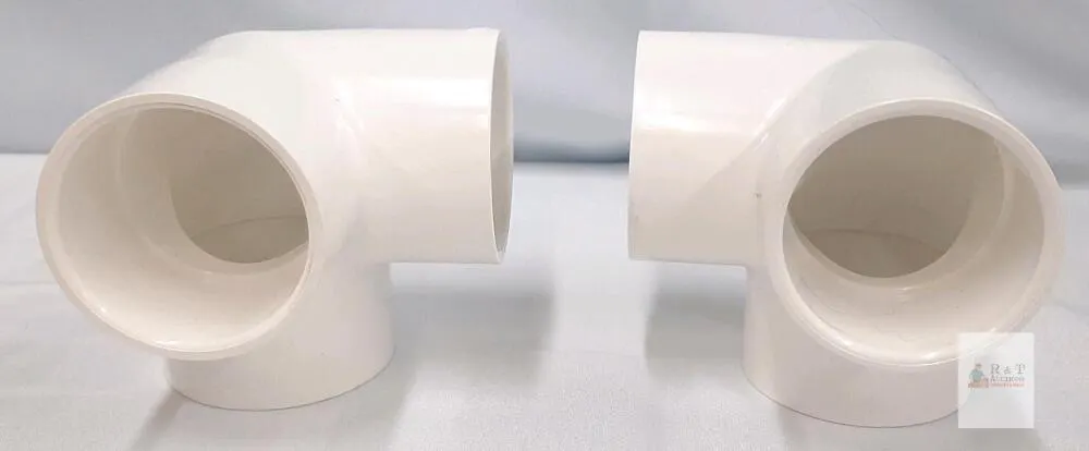 LESSO 2" PVC Slip Elbow & Tee Pipe Fittings, White, ASTM SCH 40, Lot of 2
