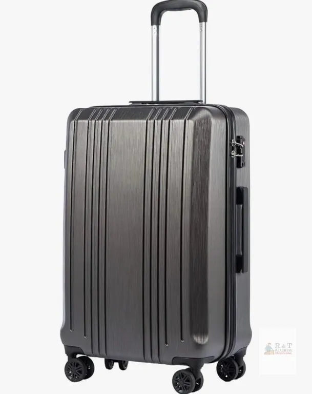 Coolife 28" Expandable Spinner Luggage, Silver Grey, Hard Shell, 78-94L, 4-Wheel, TSA Lock