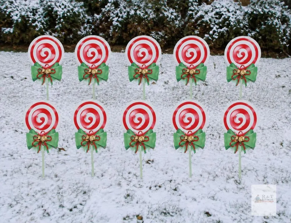 10-Piece Christmas Lollipop Yard Stake Decoration Set