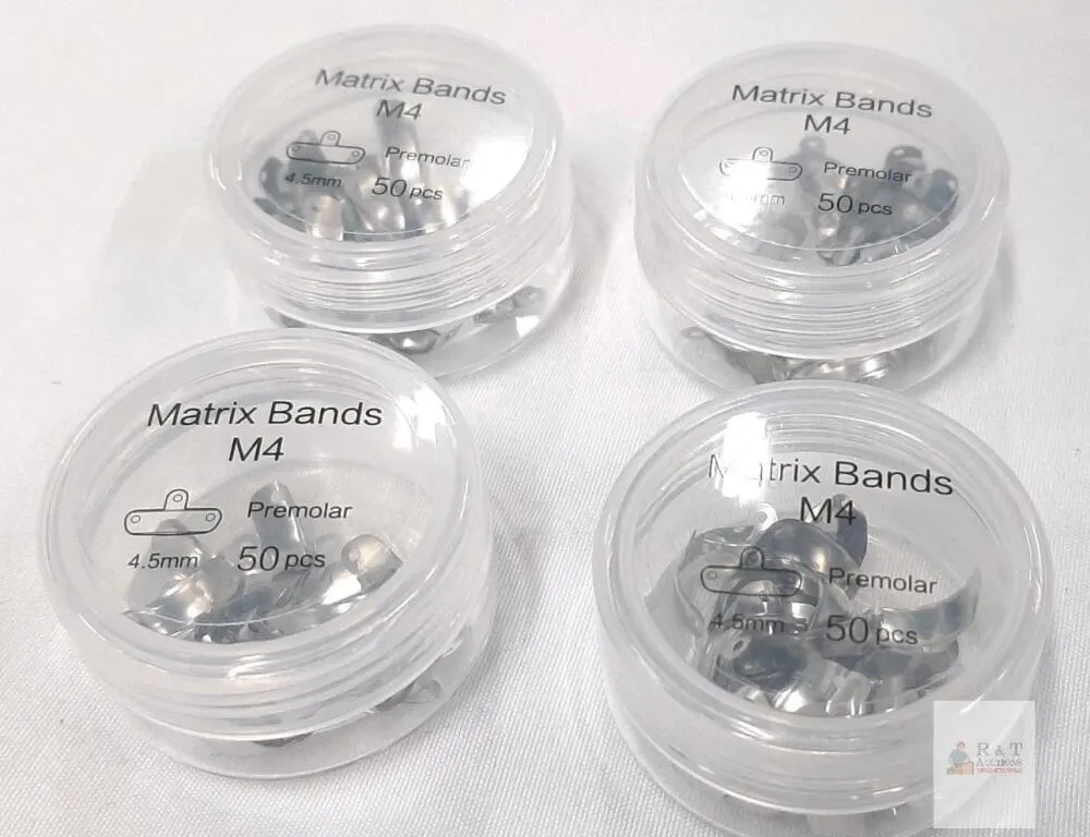 Dental Matrix Bands M4 Premolar 4.5mm Stainless Steel, 50 pcs per Pack, 4 Packs Sealed