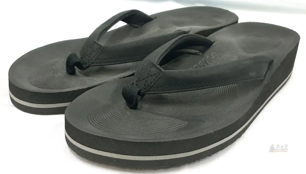 Coface CW527 Women's Platform Flip-Flop Sandals, Black, Size US 9