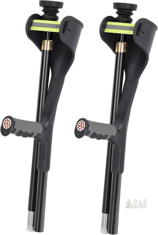 Adjustable Folding Forearm Crutches, 36.6–45.3 in, Aluminum, Ergonomic Grip, Reflective Bands