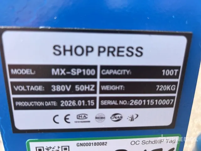 2026 Shop Press MX-SP100 100TON Hydraulic Shop Press (Unused)