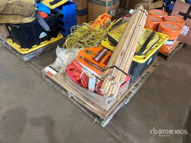 Quantity of Rope Spools, Slings, Fence Posts, Tarp, Staples, Miscellaneous Items (Unused)