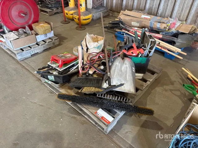 Quantity of Brooms, Shovels, Foam Rollers, Hammer, Miscellaneous Shop Items