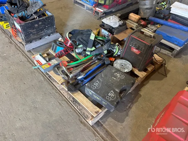 Quantity of Wrenches, Milwaukee M18 Charger, Socket Set, Harness, Misc Items