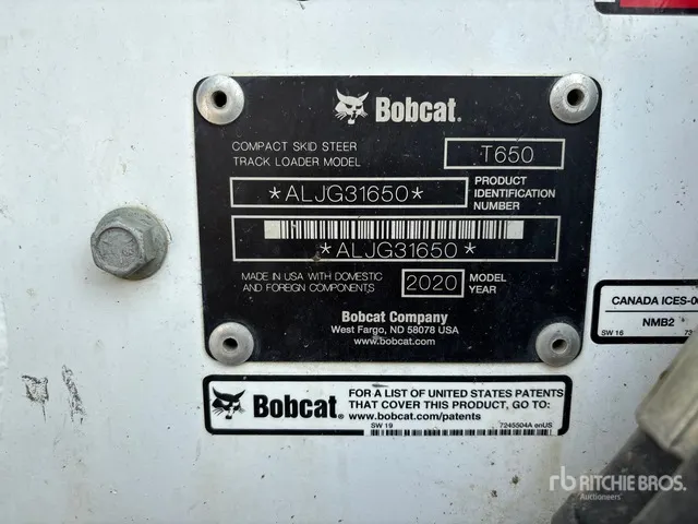 2019 Bobcat T650 Compact Track Loader