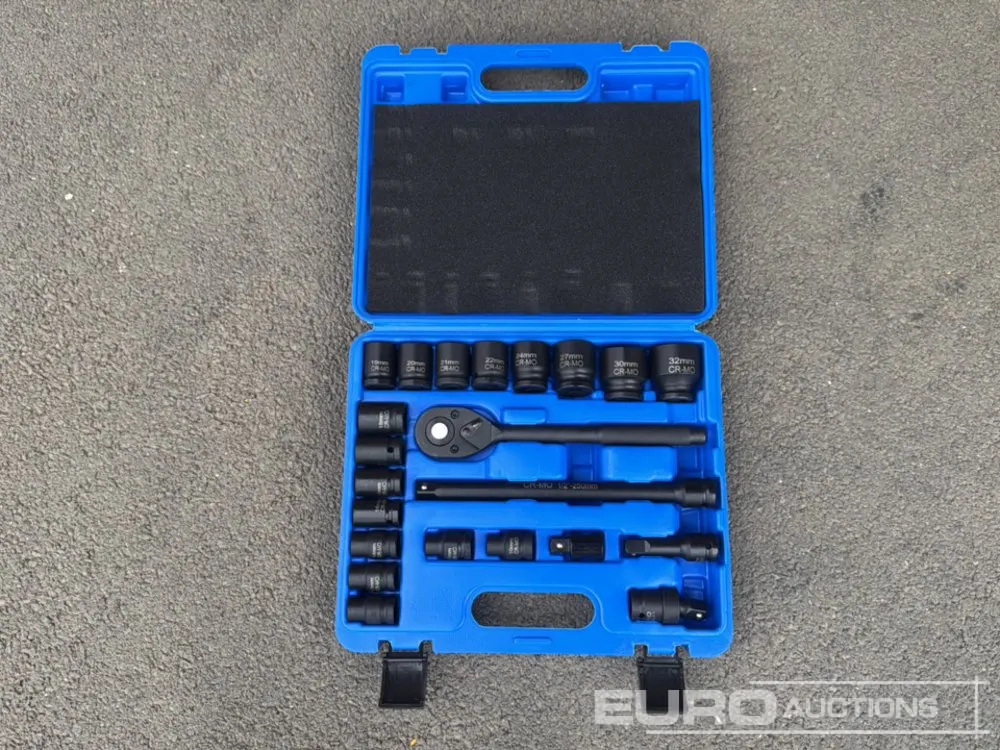 Unused 2026 Boss 1/2" 22pc Pneumatic Socket Set, 3" Connecting Rod, 10" Connecting Rod, 1/2" Universal Joint, 1/2" Sliding Head, 1/2" Ratchet Wrench