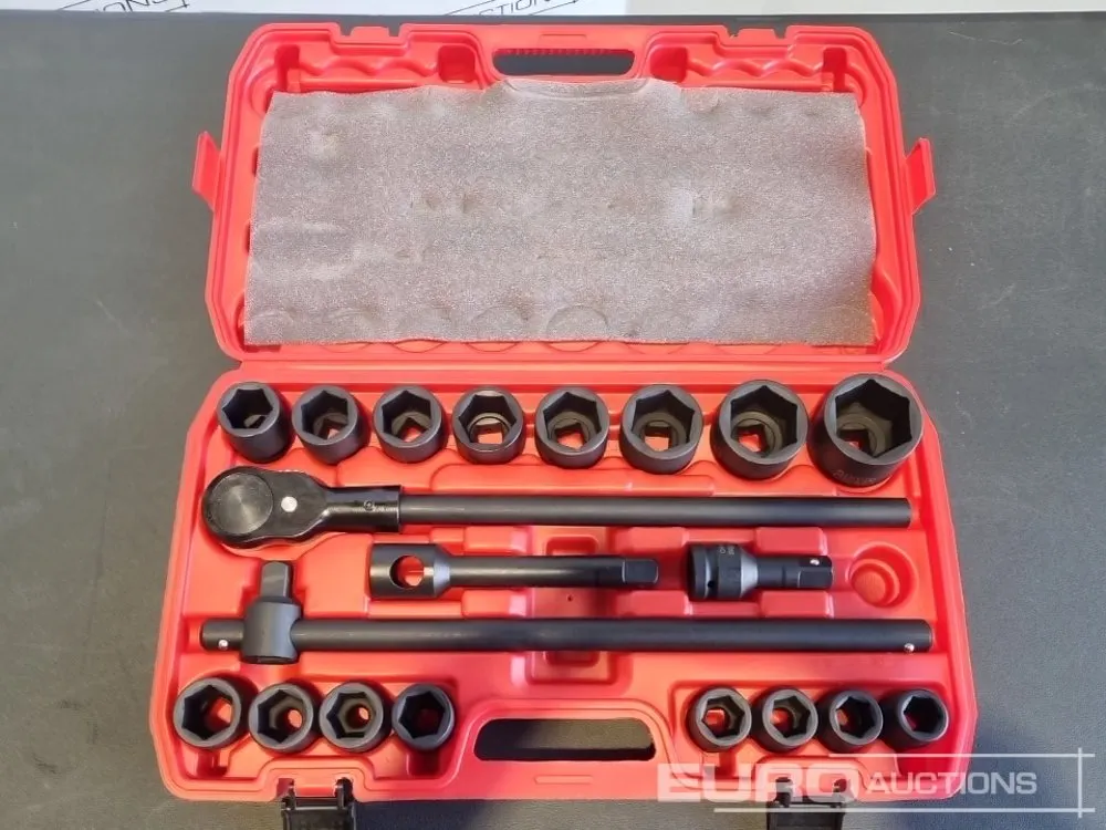 Unused 2026 Boss 3/4" 21pc Heavy Duty Pneumatic Socket Set, 4" Connecting Rod, 8" Connecting Rod, Quick Ratchet Wrench, 20" Sliding Rod