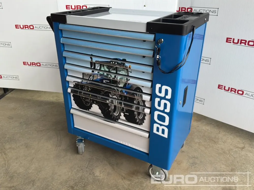 Unused Boss Roller Tool Chest, 7 Drawer, Side Storage Compartment, 258 Piece Tool Set (Blue)