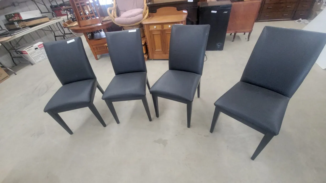 Set of 4 Black Upholstered Dining Chairs