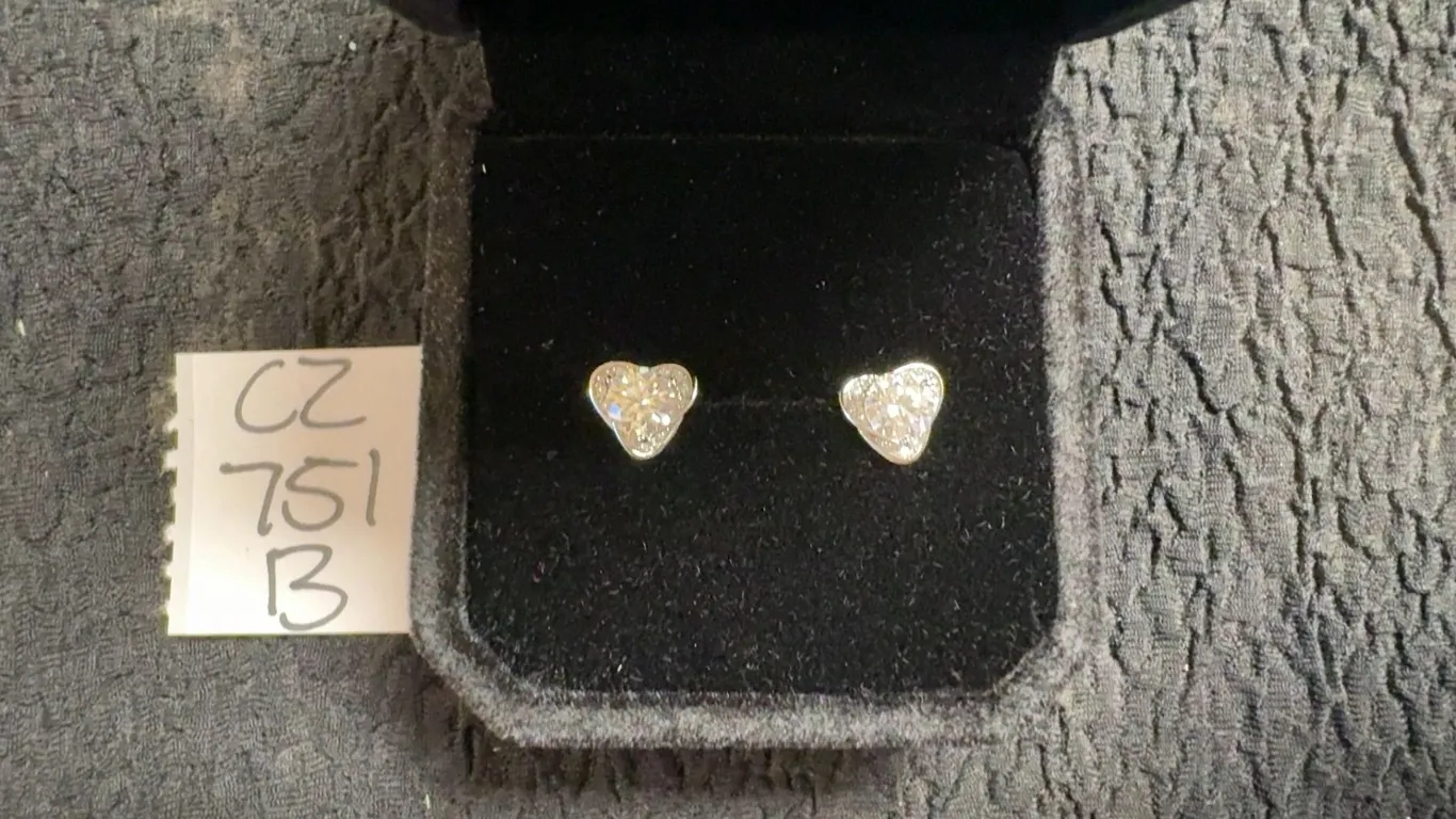0.5 Carat Moissanite Swirl Heart Stud Earrings, 925S with White Gold Overlay, D, VVS1, GRA Report