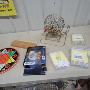 Chinese Checkers and Chess Board, Bingo Cage with Balls, E.T. Action Figure