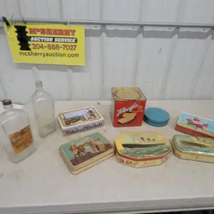 Vintage Tins and Bottles: Pacific Wafers Tin, Ship Tins, Floral Tin