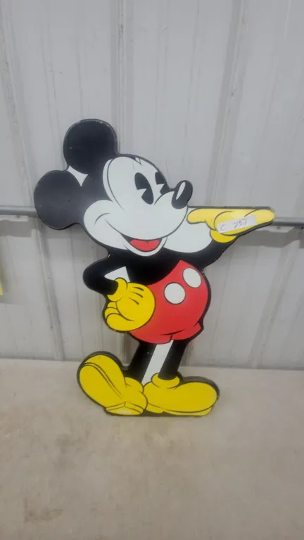 Vintage Disney Mickey Mouse Wood Cutout Figure, 29”×22”