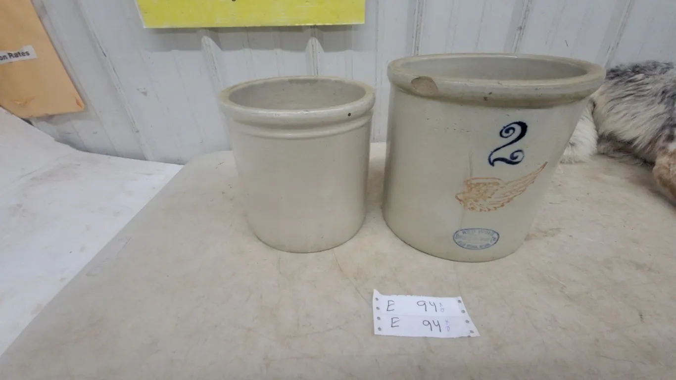 Two Stoneware Crocks: One 2 Gallon Red Wing and One Smaller Crock