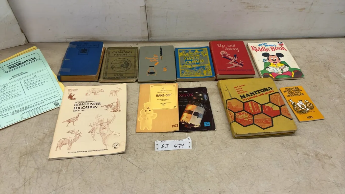 Vintage Canadian Textbooks, Bowhunter Education Manual, 1972 Pillsbury Bake-Off Cookbook