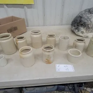 Lot of 13 Stoneware Crocks and Jars, Various Sizes and Styles
