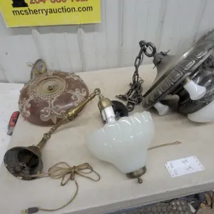 Vintage Ceiling Light Fixtures: 2 Hanging Chandeliers and 1 Flush Mount Fixture