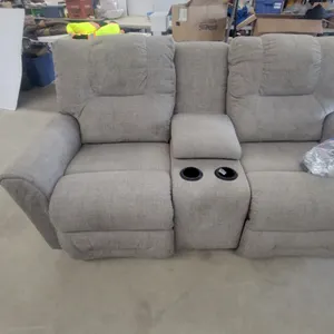 Light Gray Reclining Sofa with Center Console, 2 Cupholders, and 2 USB Ports 75” wide