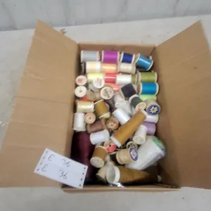 Box of Assorted Spools of sewing Thread, Some on Wooden Spools, Some Plastic