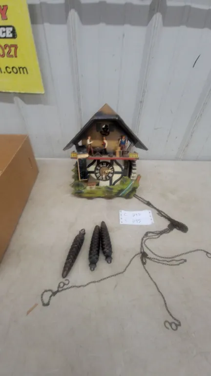Cuckoo Clock with Three Pinecone Weights and Chain