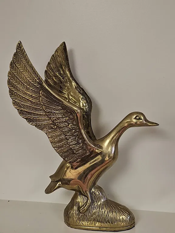 Solid Brass Flying Goose Figurine Statue